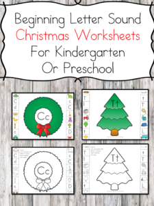 Christmas Beginning Sound Worksheets for preschool or kindergarten