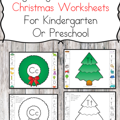 Christmas Beginning Sound Worksheets for preschool or kindergarten