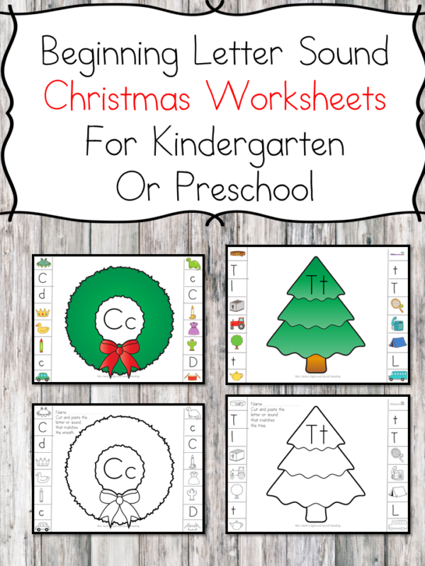 Beginning Sound Christmas Worksheets