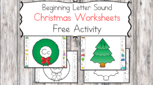 Christmas Beginning Sound Worksheets for preschool or kindergarten