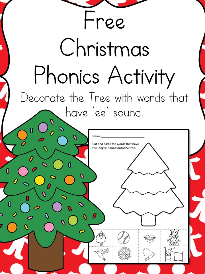 Get your free Christmas Word Family Worksheet and make learning fun. Kids will cut and paste all the 'ee' word family words on the Christmas tree!