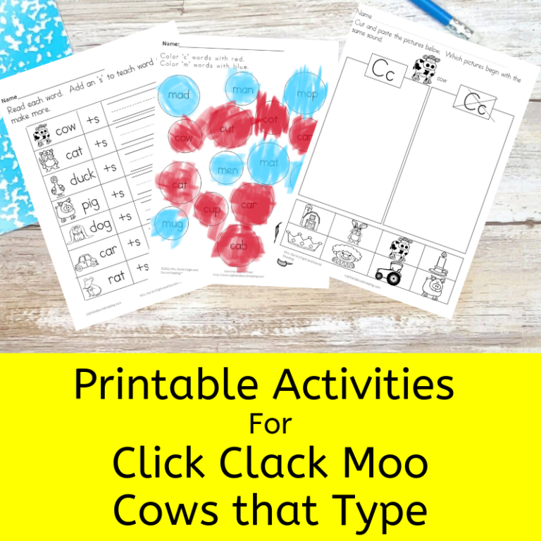 Click Clack Moo Cows that Type Activities/ Worksheets for Kindergarten