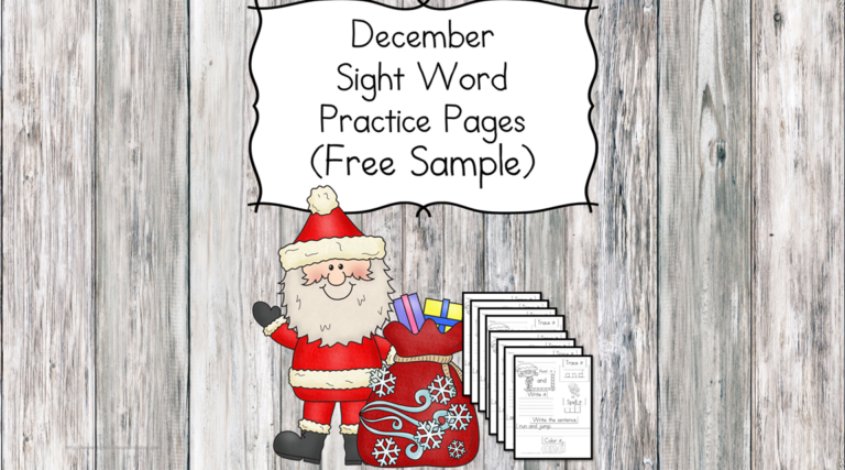 December Sight Word Practice Pages