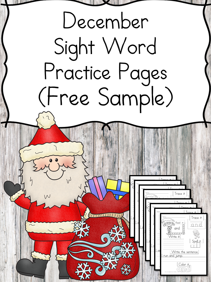 December Sight Word Practice Pages ...with turkeys and squirrels. Great for preschool or Kindergarten.