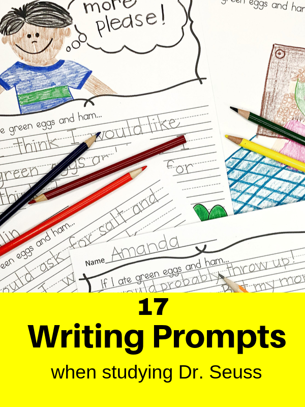 Dr Seuss Wrting Prompts – for Kindergarten-2nd-Make Writing Fun!