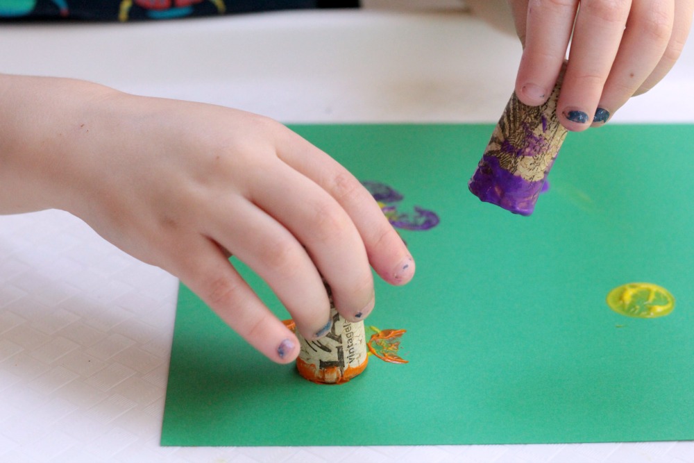 Cork Stamped Flower craft is a fun for spring, a flower theme, a "F is for flower" letter of the week activity, and a perfect craft for Mother's Day! 