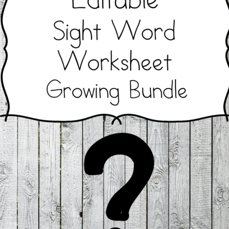 Editable Sight Word Worksheet Pack