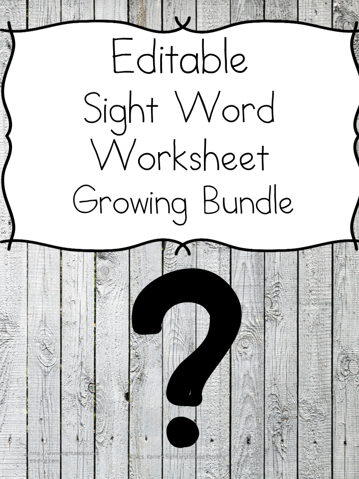 Editable Sight Word Worksheet Pack