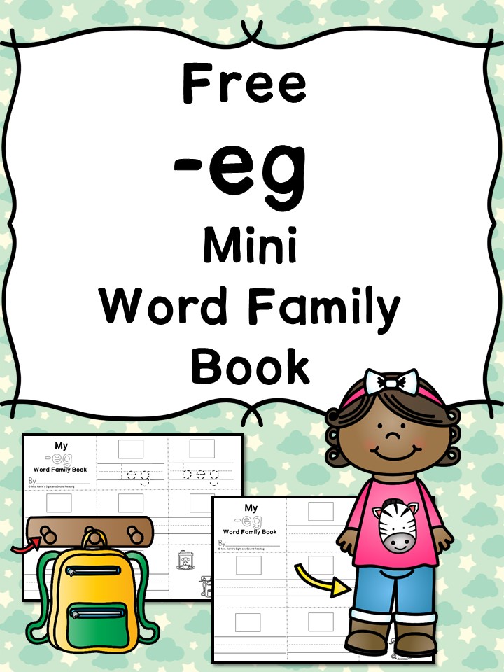 Teach the eg word family using these eg cvc word family worksheets. Students make a mini-book with different words that end in 'eg'. Cut/Paste/Tracing Fun