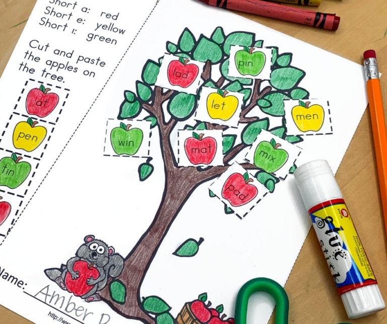 Free Phonics Worksheet – Apple Picking Edition