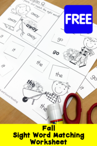 Fall Sight Word Match Worksheets (Free)