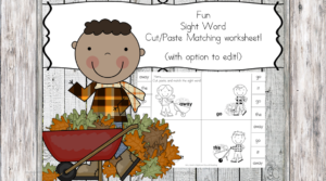 Fall Sight Word Worksheet with option to edit the sight words!