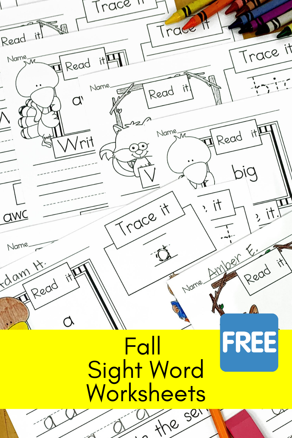 Fall Sight Word Worksheets