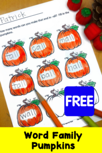 Fall Pumpkin Word Family Fun