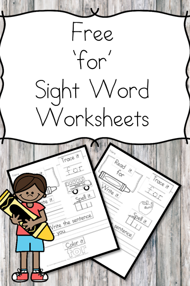 For Sight Word Worksheets -for preschool, kindergarten, or first grade - Build sight word fluency with these interactive sight word worksheets