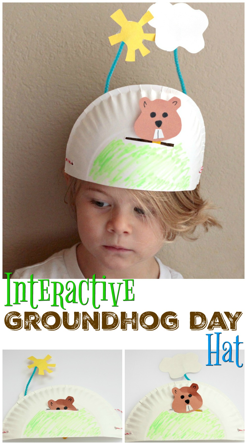 Fun and Interactive Groundhog Craft for preschool, Kindergarten or First Grade. Will the Groundhog see his shadow? 