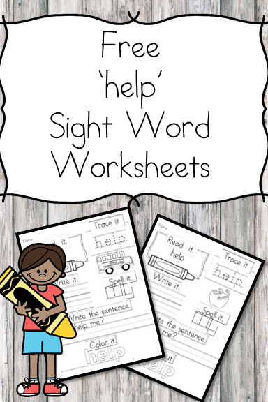 Help Sight Word Worksheets -for preschool, kindergarten, or first grade - Build sight word fluency with these interactive sight word worksheets