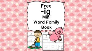 Teach the ig word family using these ig cvc word family worksheets. Students make a mini-book with different words that end in 'ig'. Cut/Paste/Tracing Fun