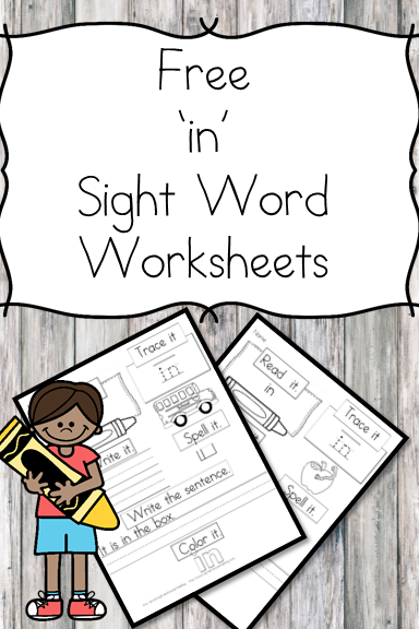 In Sight Word Worksheets -for preschool, kindergarten, or first grade - Build sight word fluency with these interactive sight word worksheets