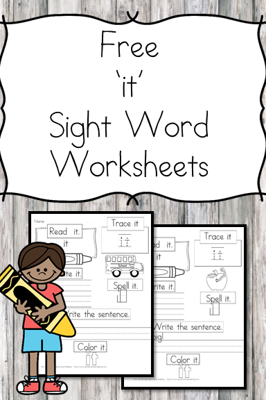 it Sight Word Worksheets -for preschool, kindergarten, or first grade - Build sight word fluency with these interactive sight word worksheets