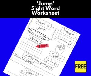 Jump Sight Word Worksheet (Facebook)