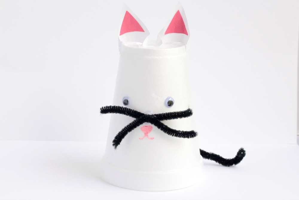 Hands on projects, like the Letter C Craft: styrofoam cup cat, help solidify letter names and sounds and are fun for kids to make as well.