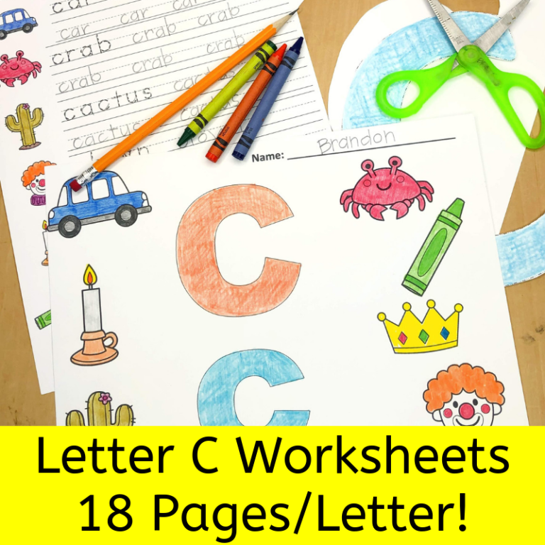 18 free Beginning Sound C Worksheets with easy download