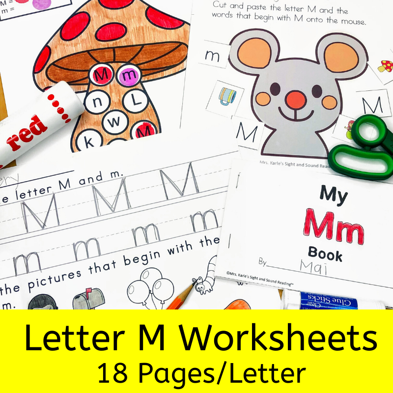 Letter M worksheets for beginning sounds and lessons