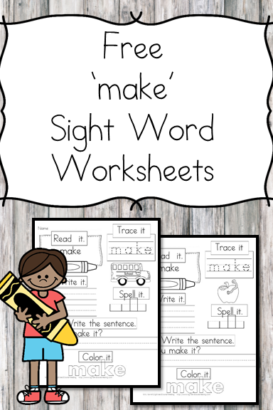 make Sight Word Worksheet -for preschool, kindergarten, or first grade - Build sight word fluency with these interactive sight word worksheet