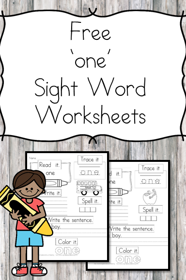 one Sight Word Worksheet -for preschool, kindergarten, or first grade - Build sight word fluency with these interactive sight word worksheets
