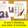 Q and U Wedding: Invitations, Vows, Activities and Crowns: Fun Letter Q Worksheet