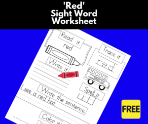 sight word of worksheet Red Sight Word Worksheet