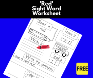 Red Sight Word Worksheet