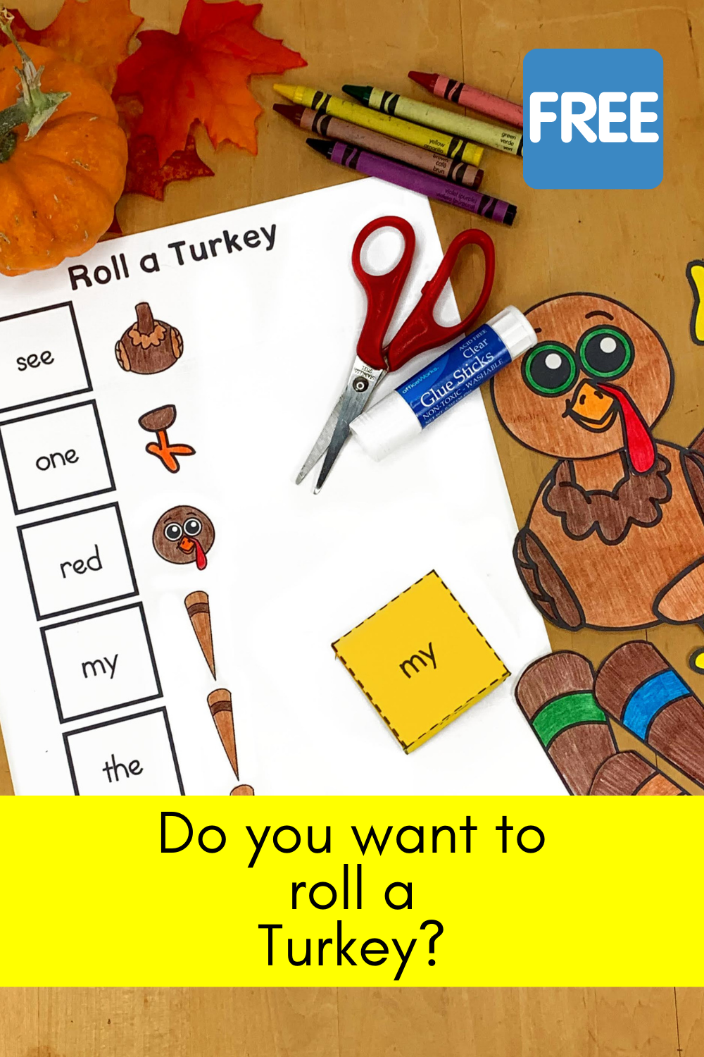 Roll a Turkey activity for Kindergarten