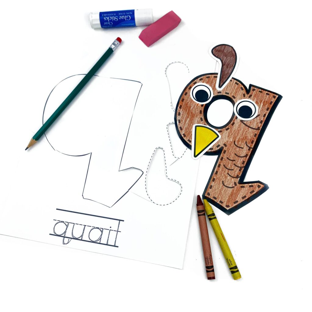 Lower Case Letter q Animal Alphabet Craft