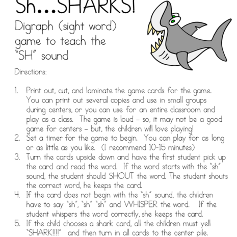 Sh Sound Digraph Game -Help teach the Sh sound with this fun sh sound digraph game!