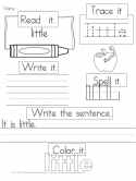 Sight Word Worksheet example