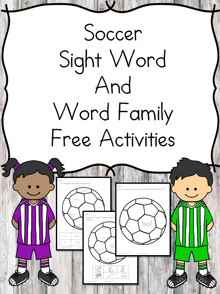 Soccer Sight Word and Word Family worksheets -great for kindergarten to help make learning fun!