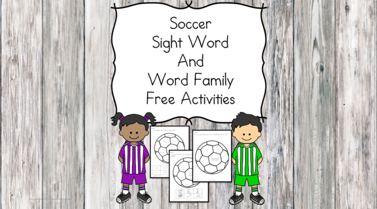 Soccer Sight Word and Word Family Worksheets