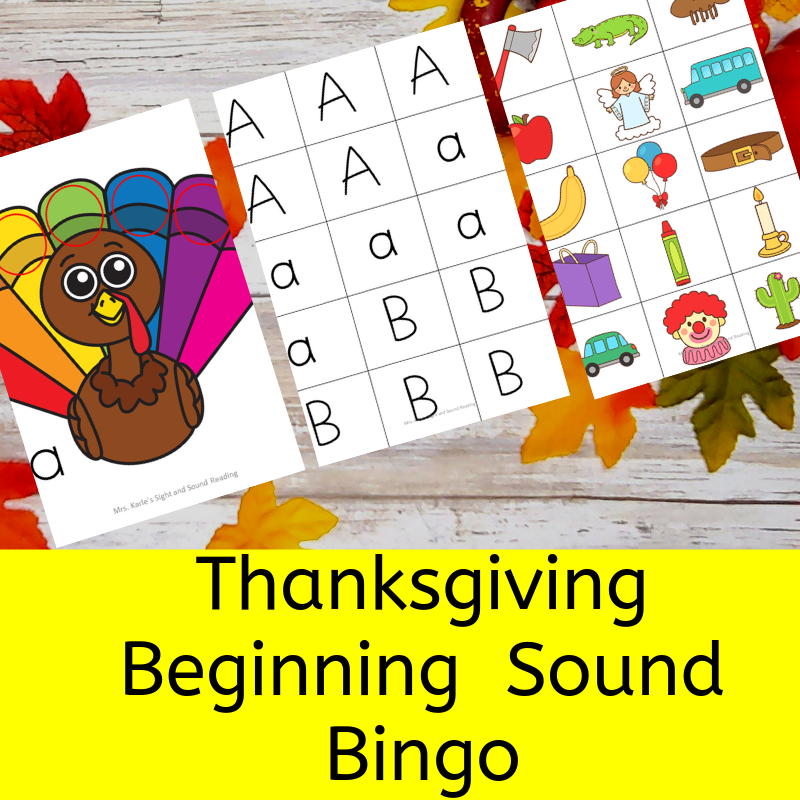 Beginning Sound Turkey Game or Pin the Beginning Sound on the Turkey