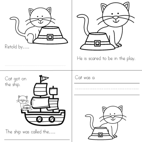 Thanksgiving Cat literacy activities for Kindergarten