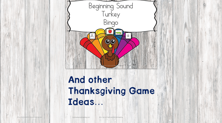 Beginning Sound Turkey Bingo and other Thanksgiving Game Ideas