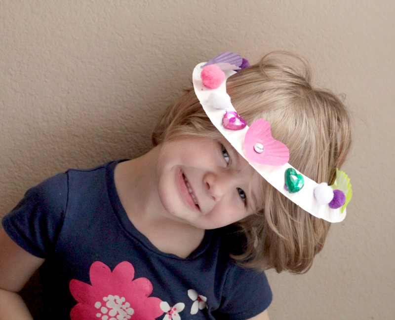 Little kids will love making these Valentine's Day crown craft to wear through all their Valentines celebrations or just for fun.