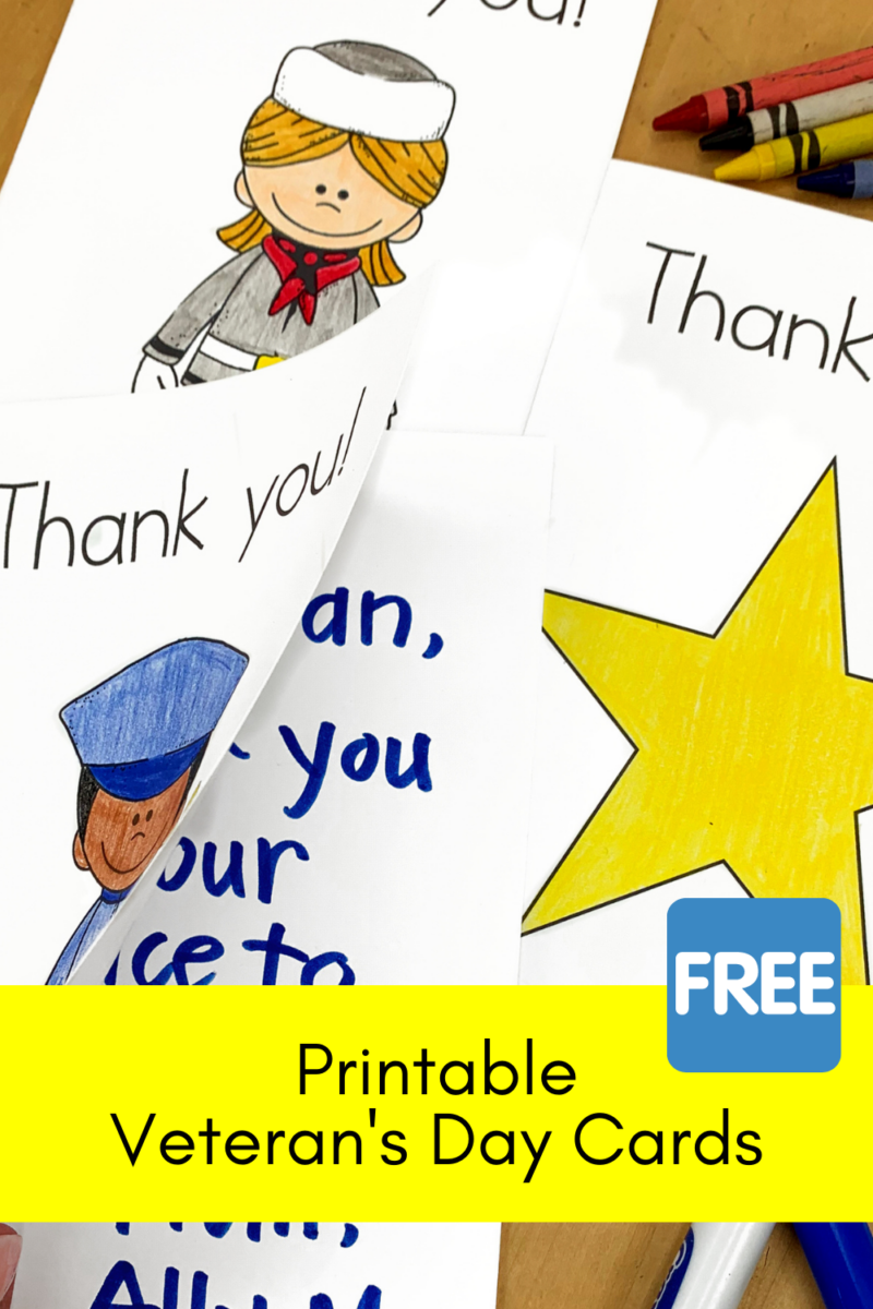 Printable Veteran's Day Cards | Mrs. Karle's Sight and Sound Reading