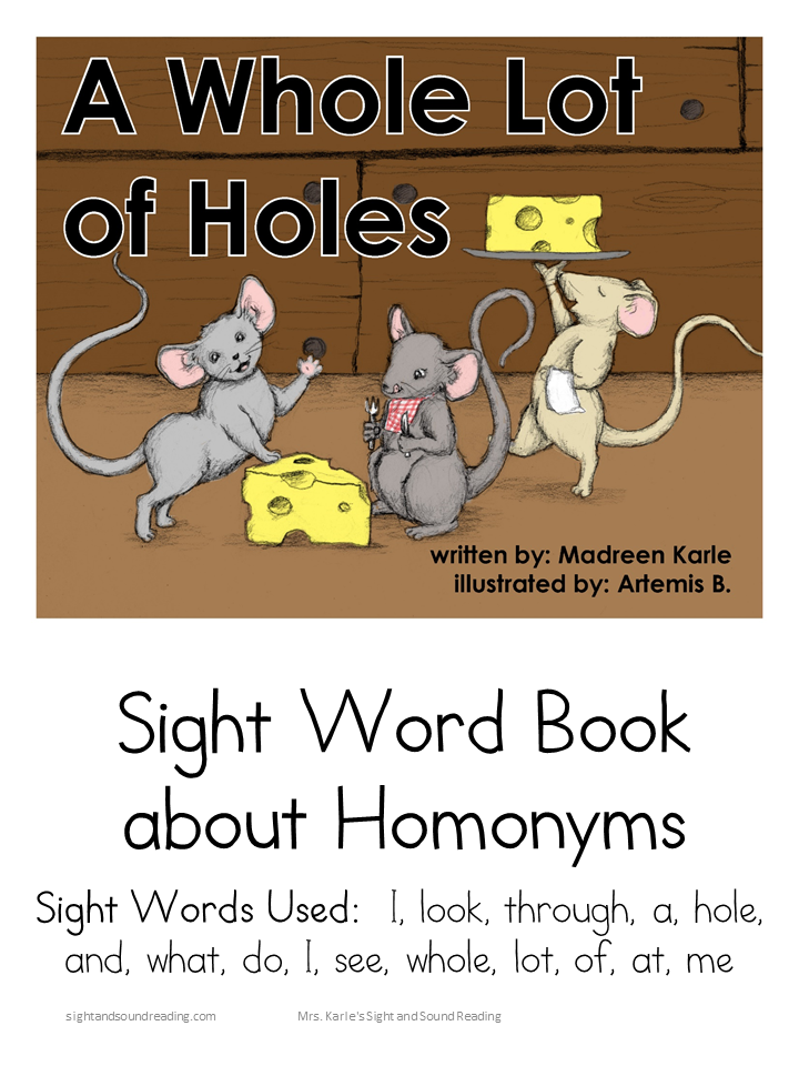Guided Reading/Teaching Homophones Sight Word Book -A Whole Lot of Holes